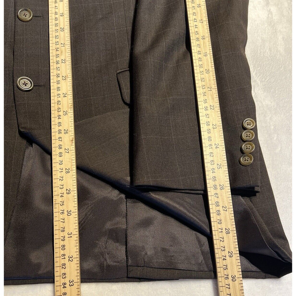 Burberry London 42L Brown Blue Tan Plaid Designer Blazer Sport Coat Jacket - Picture 14 of 16